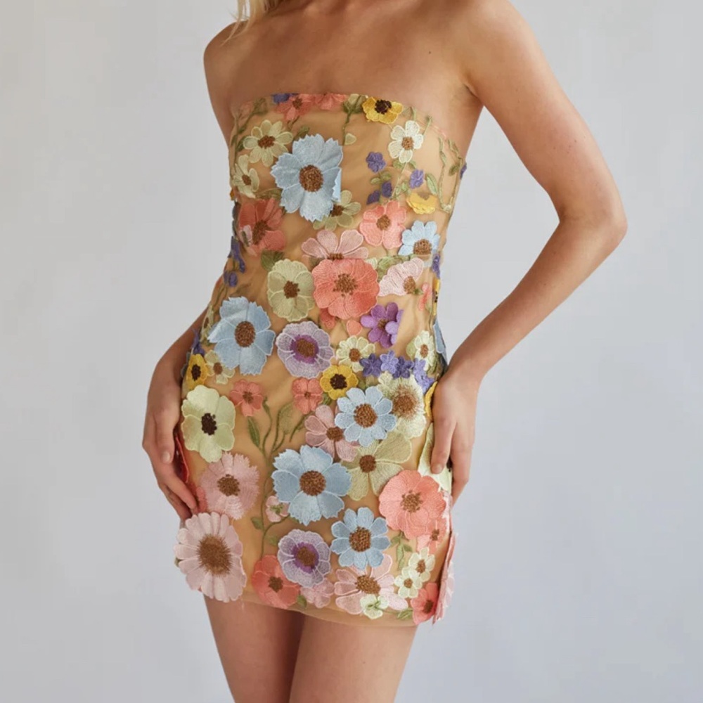 American Threads floral appliqué mini dress. Worn once!